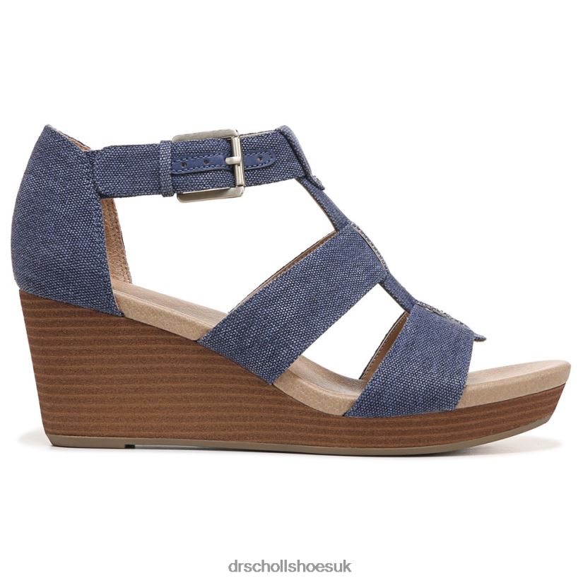 Unisex Barton Wedge Sandal 88LBTP167 Dr Scholl\s Denim Blue Fabric