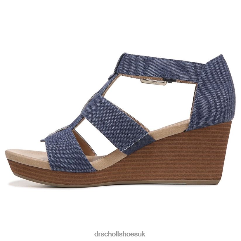 Unisex Barton Wedge Sandal 88LBTP167 Dr Scholl\s Denim Blue Fabric