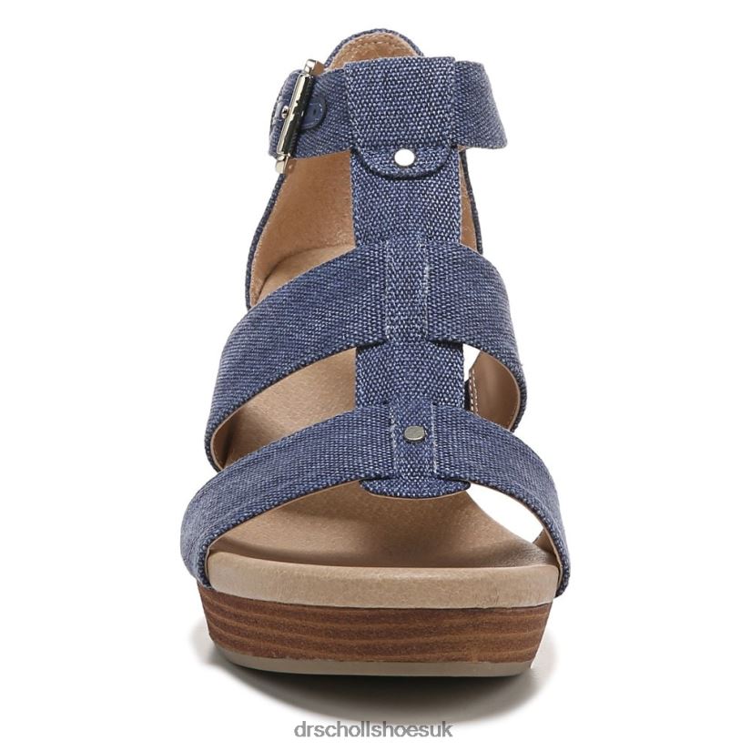 Unisex Barton Wedge Sandal 88LBTP167 Dr Scholl\s Denim Blue Fabric