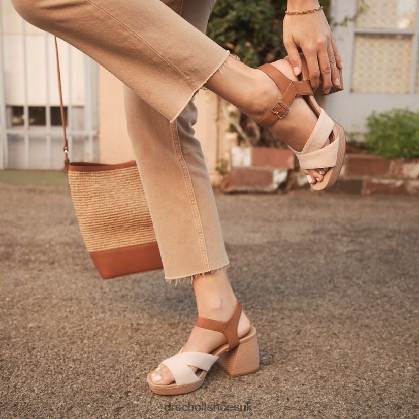 Unisex Mariah Block Heel Sandal 88LBTP213 Dr Scholl\s Light Brown Synthetic/Fabric