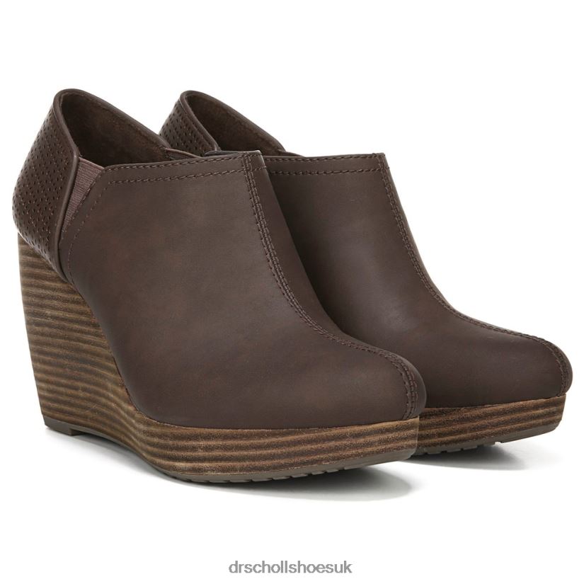 Unisex Harlow Wedge Bootie 88LBTP150 Dr. Scholl's Dark Brown Smooth